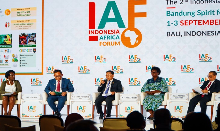 Kepala Badan Pangan Nasional/National Food Agency (NFA) Arief Prasetyo Adi dalam Diskusi Panel di Indonesia-Africa Forum 2024 pada Selasa (3/9/2024) di Nusa Dua, Bali. (Dok. Kementan)