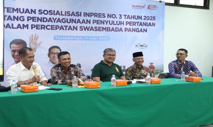 Sosialisasi Inpres Nomor 3 Tahun 2025 tentang Pendayagunaan Penyuluhan Pertanian di Kampus Fakultas Pertanian Universitas Siliwangi Kota Tasikmalaya, Sabtu (07/06/2025). (Foto: dok. Kementan)
