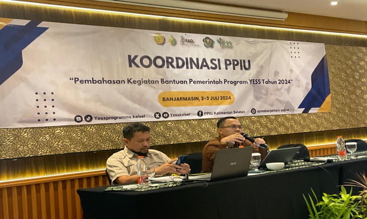 Program YESS mengadakan koordinasi lingkup PPIU Kalsel dalam rangka tema pembahasan kegiatan bantuan pemerintah dalam Program Youth Entrepreneurship and Employment Support Services (YESS) tahun 2024. (Foto: Dok. Kementan)