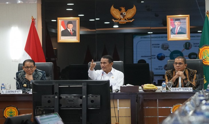 Mentan Amran saat audiensi bersama PJ Gubernur dan Kepala Daerah terpilih se-Provinsi NTT pada Rabu (5/2/2025). (Foto: Dok. Kementan)