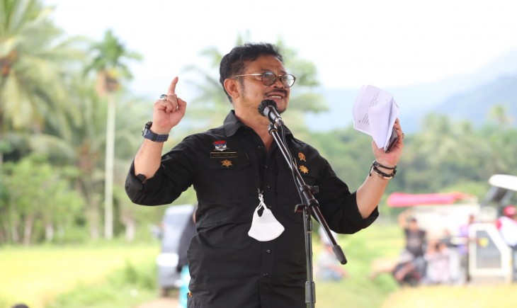 Foto : Mentan Syahrul saat Menuturkan, AUTP Merupakan Program Proteksi bagi Petani Ketika Mengalami Gagal Panen Akibat Perubahan Iklim Maupun Serangan OPT.