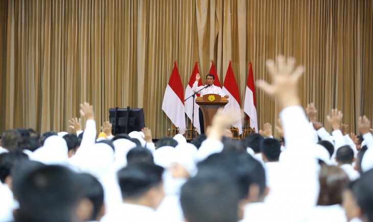 Acara pembekalan Pegawai Pemerintah dengan Perjanjian Kerja (PPPK) Kementerian Pertanian Formasi Tahun 2024, yang digelar di Gedung F, Kantor Pusat Kementerian Pertanian, Selasa (29/4). (Foto: dok. Kementan)