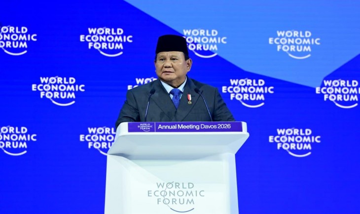Presiden Prabowo dalam pidato kunci pada World Economic Forum (WEF) Annual Meeting 2026, (22/1), di Davos, Swiss. (Foto: dok. Kementan)