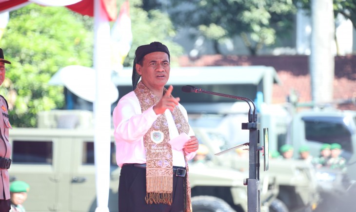 Mentan dalam apel siaga alsintan di Markas Komando Daerah Militer III Siliwangi, Bandung, Jawa Barat, Selasa, 7 Mei 2024. (Foto: Dok. Kementan)