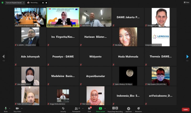 Foto : Direktur Kesehatan Hewan, Saat Memimpin Delegasi Indonesia Pada Pertemuan WGAFFC, Secara Virtual.