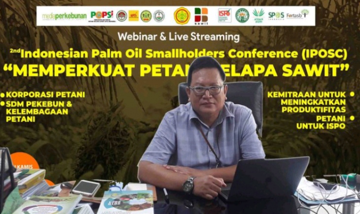 Foto : Direktur Perlindungan Perkebunan, Ditjenbun Kementan Ardi Praptono Dalam Webinar Dan Live Streaming 2nd Indonesian Palm Oil Smallholders Conference (IPOSC).