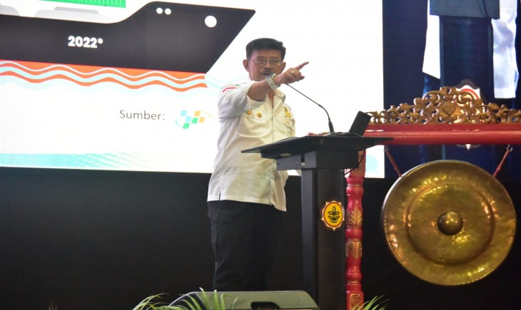 Menteri Pertanian Syahrul Yasin Limpo saat membuka Musrenbangtannas 2023, Rabu, 12 Juli 2023. (Dok. Kementan)