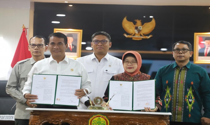Penandatanganan MoU antara Kementerian Pertanian dengan Badan Pusat Statistik di Kantor Pusat Kementan, Kamis, 30 Januari 2025. (Foto: Dok. Kementan)