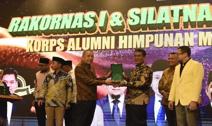 Mentan dalam sambutannya saat membuka Rakornas I dan Silatnas KAHMI 2025 di Hotel Grand Sahid Jaya, Jakarta, pada Kamis (10/7/2025). (Foto: dok. Kementan)