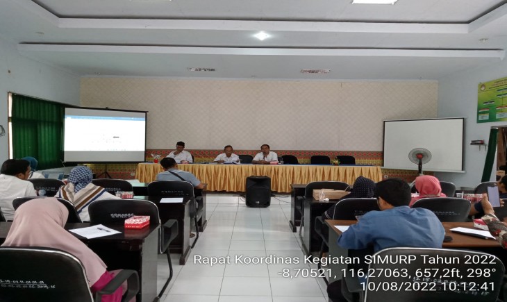 Foto : Rapat Koordinasi Kegiatan SIMURP di Aula Dinas Pertanian Kabuapten Lombok Tengah.