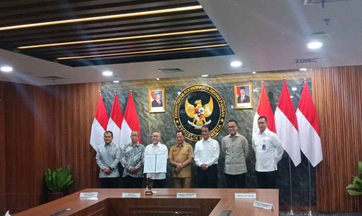 Foto: Menteri Koordinator Bidang Pangan, Zulkifli Hasan (Zulhas), usai menyaksikan penandatanganan Surat Keputusan Bersama (SKB).