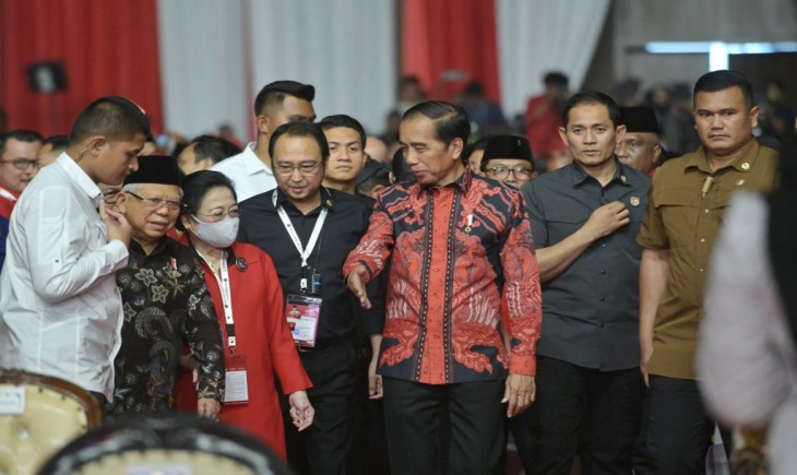 Presiden Jokowi saat menghadiri pembukaan Rakernas IV PDIP, di JI-EXPO, Kemayoran, Jakarta, (Setpres)