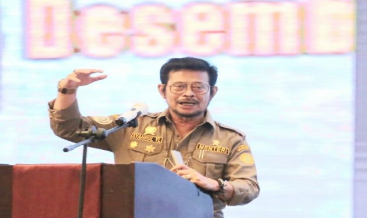 Foto : Mentan saat Memberikan Sambutan pada Periode Acara Rapat Koordinasi Nasional Pembangunan Perkebunan tahun 2021 di Hotel Novotel Bogor.