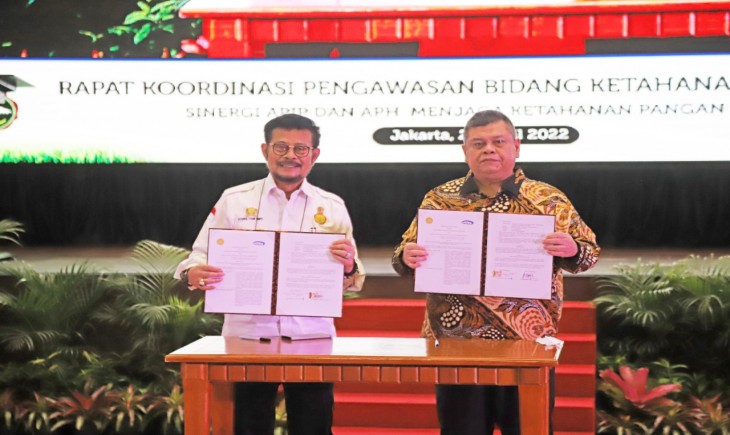 Foto : Nota Kesepahaman Ditandatangani oleh Menteri Pertanian Syahrul Yasin Limpo dan Kepala BPKP Muhammad Yusuf Ateh .
