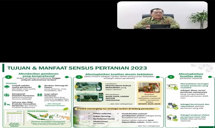 Webinar BPS tentang sensus pertanian 2023. (Egi/PanganNews.id)